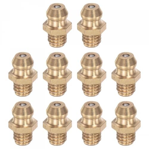 Image of TA-VIGOR 10Pcs Straight Grease Nipples Fitting, M6 x 1mm Metric Thread Brass Hydraulic Grease Fitting Accessories for Automotive, Agricultural & Industrial Machinery