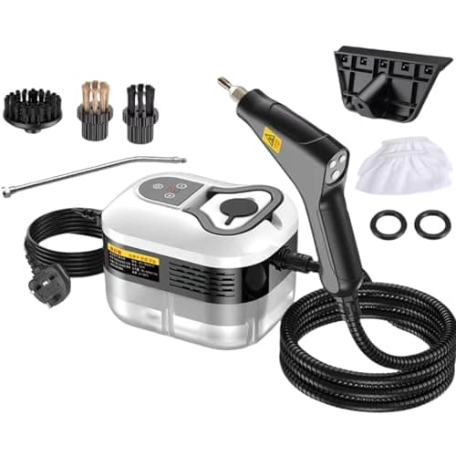 Image of Steam Cleaner, 2500W Handheld Steam Cleaner with Adjustable Speeds & 1.2L Water Tank & 4 Brush Heads, Portable Steamer Cleaning Machine for Kitchen Living Room Furniture Car Sofa Cleaning