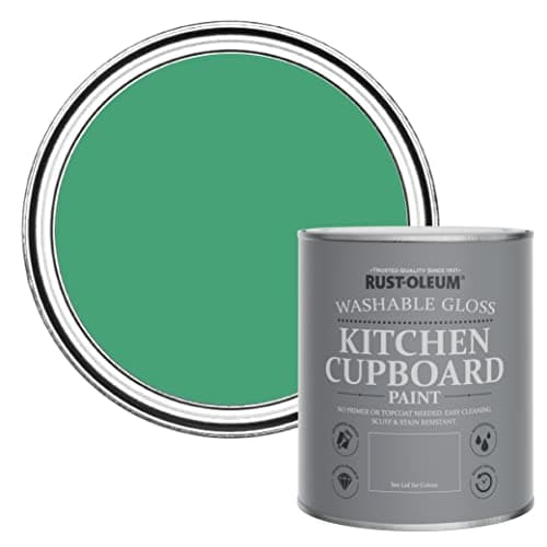 Image of Rust-Oleum Green Kitchen Cupboard Paint in Gloss Finish - Emerald 750ml