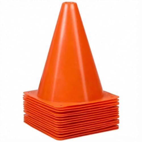 Image of 15 Pack Football Cones, 7 Inch Sports Training Cones, Plastic Marker Training Traffic Cones for Football,Skate, Soccer, Outdoor Games, Festive Events, Orange