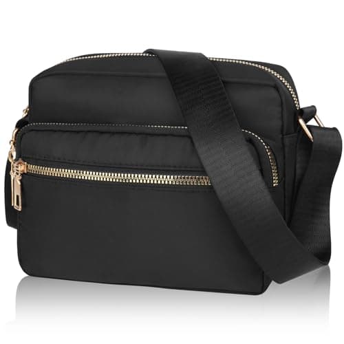 Image of GAOHUI Cross Body Bag Women with Adjustable Strap, Multi-Pocket Nylon Waterproof Shoulder Bag Black Handbag Anti Theft Ladies Bags for Women Girl Travel Daily Use