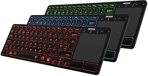 Image of Arteck Universal Backlit 7-Colors Bluetooth Touch TV Keyboard with Easy Media Control and Build-in Touchpad for TV-Connected Computer, Smart TV, Desktop, Laptop, iPad, Surface, Tablet, HTPC
