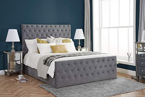 Image of Birlea, Marquis Fabric Ottoman Storage Bed, Grey Velvet, 180cm