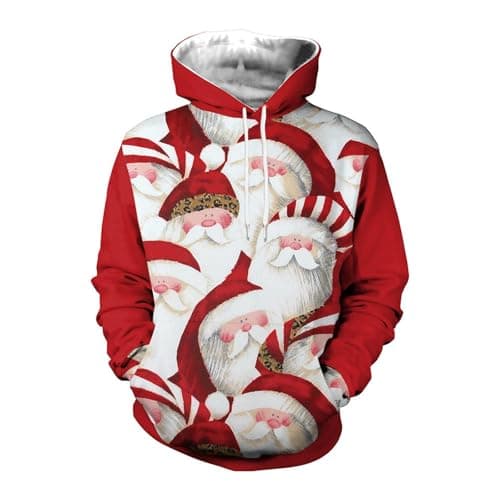 Image of Ugly Christmas Jumper 3D Printed Xmas Pullover Sweatshirt Funny Long Sleeve Sweater T-Shirt for Men Unisex Sweatshirts Plain Gym Casual Jumper Leisure Workwear Sweater Sports Father Xmas (White,L)