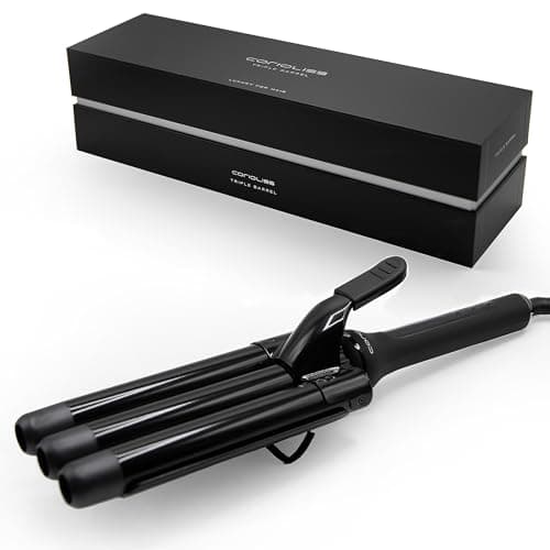 Image of Corioliss Triple Barrel Hair Waver | 3 Barrels Curling Iron for Beach Waves | Tourmaline Ceramic | Digital Temperature 80-210°C | Fast Heating 30s | Mermaid Waves | Auto Shut-Off | 3m Swivel Cord