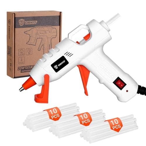 Image of Mini Hot Glue Gun Kit: DEKOPRO 20W Hot Glue Gun with 30 x 7mm Glue Sticks for School Projects,Hobbies,Crafting,DIY,Arts & Home Repairs on Wood,Fabric,Plastic & More White-Orange