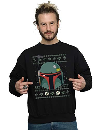Image of Absolute Cult Star Wars Men's Boba Fett Christmas Sweatshirt Black X-Large