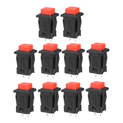 Image of sourcing map 12mm Mounting Hole Red Square Latching Push Button Switch SPST NO 10pcs