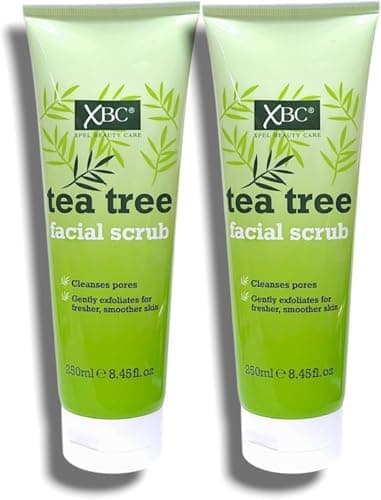 Image of XBC Tea Tree Facial Scrub 250ml - Deep Cleansing Action for Face - Removes Excess Oil and Dead Skin Cells for a Healthier, Fresher Looking Complexion (Pack of 2)