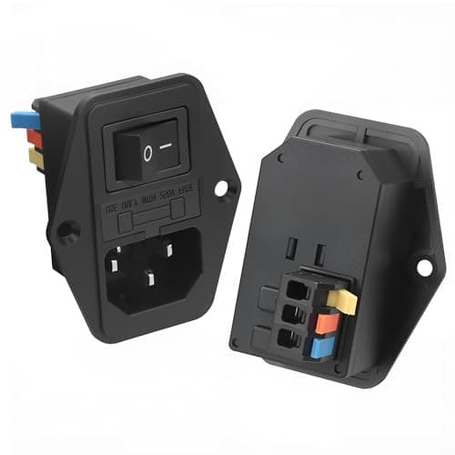 Image of YACSEJAO 2 Pcs IEC320 C14 3-in-1 Power Inlet Module Plug AC 250V 10A 3 Pin C14 Switch Power Socket Plug Clip-on No Soldering Quick wiring for Computer,Home Appliance or DIY