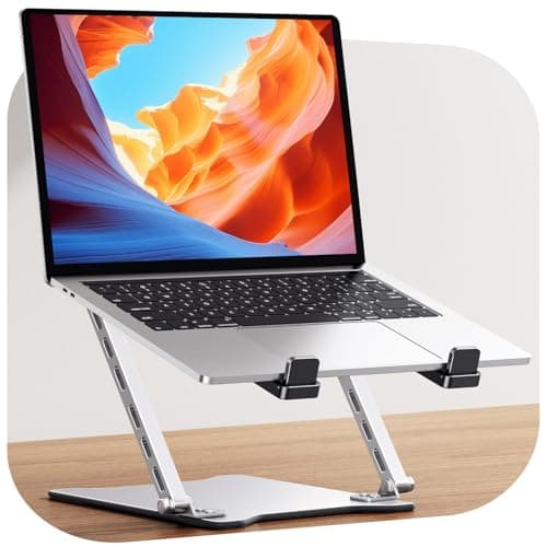 Image of Babacom Ultra-Slim Portable Laptop Stand for Desk, Height Adjustable & Dual-Bar Support Laptop Riser Holder, Ventilated Foldable Laptop Computer Stand, Compatible with MacBook/Tablet (10-15.6")