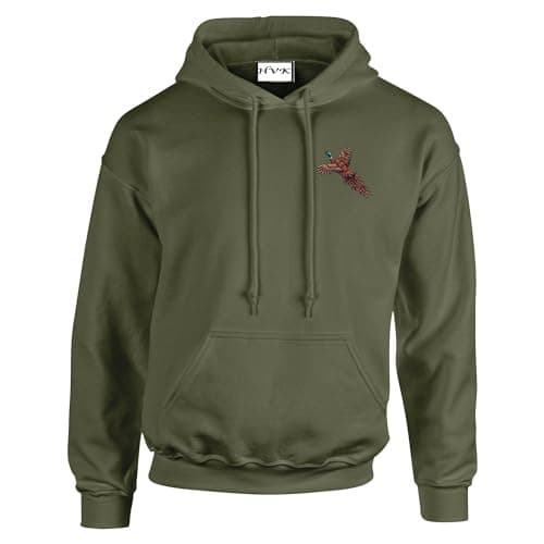 Image of HiViz Kings Embroidered Pheasant Gamebird Hoodie A Must-Have For Shooting Enthusiasts Stay Warm and Stylish with Our Premium Hoodie (UK, Alpha, L, Regular, Regular, Olive)