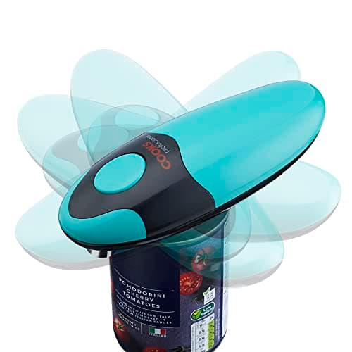 Image of Cooks Professional Electric Can Opener | Automatic Cordless Tin Opener for Arthritic & Arthritis Hands | Hands Free Operation Can Openers | One Touch Design (Teal & Black)