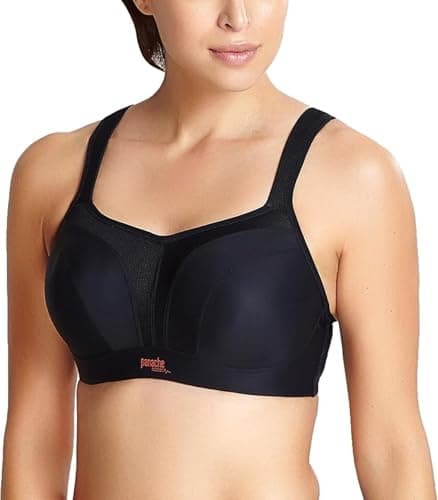 Image of panache Women's Full Cup Plain Sports Bra, Black, Size: 28DD