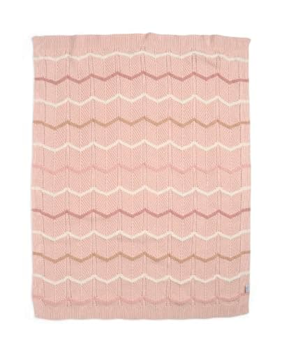 Image of Mamas & Papas Nursery Small Knitted Blanket, Pink Wave, 70 x 90 cm