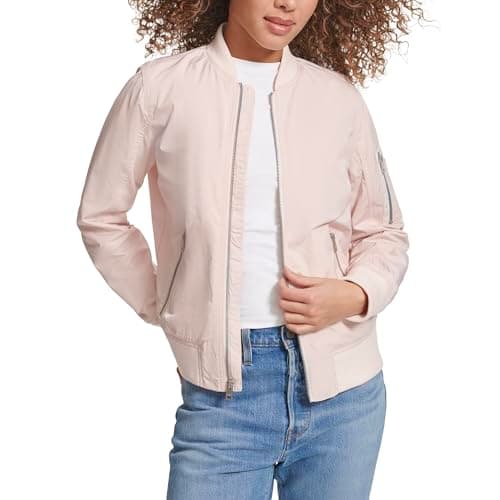 Image of Levi's Women's Poly Bomber Jacket with Contrast Zipper Pockets - Pink - XS