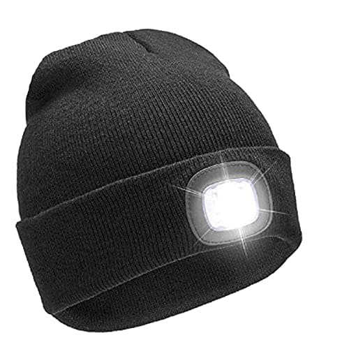Image of RockJock Mens Ladies Kids Long Lasting Warm LED Light Rechargeable USB Beanie hat 3 Brightness Options for Camping, Walking, Running, Cycling