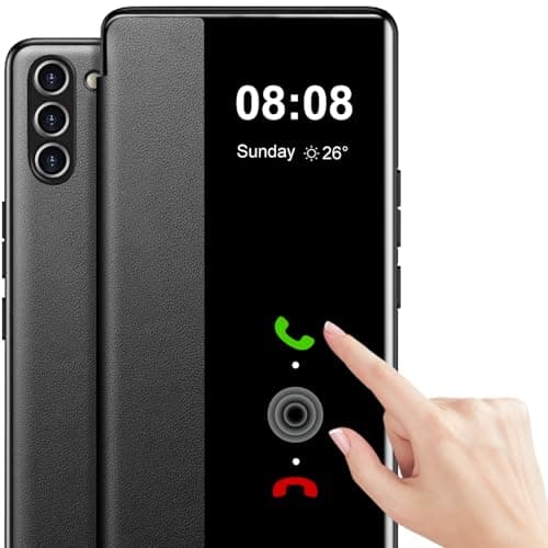 Image of Case for Samsung Galaxy Note 10 Case S View, Clear View Flip Folio PU Leather and TPU inner for Samsung Note 10 Phone Case, Anti-Scratch Flip Case Cover for Samsung Galaxy Note 10 5G (Black)