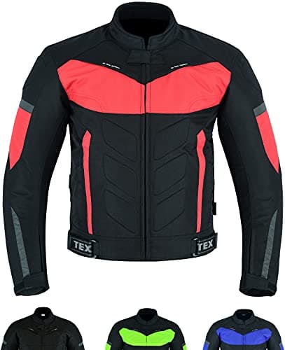 Image of Texpeed Mens Red Motorcycle Motorbike Biker Waterproof Jacket With CE Armour (EN 1621-1) M