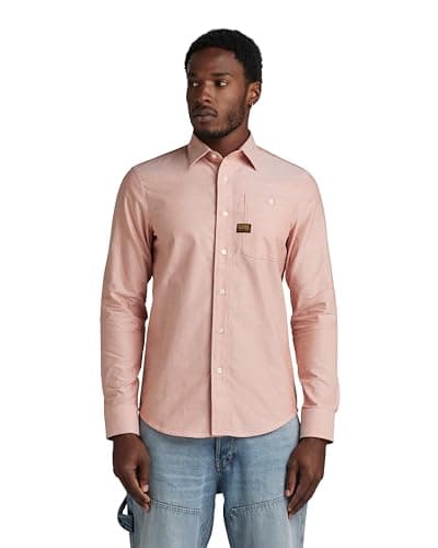 Image of G-Star Men's Bristum 2.0 Slim Shirt , Multicolor (burned orange/white oxford D23553-7665-D140), XS