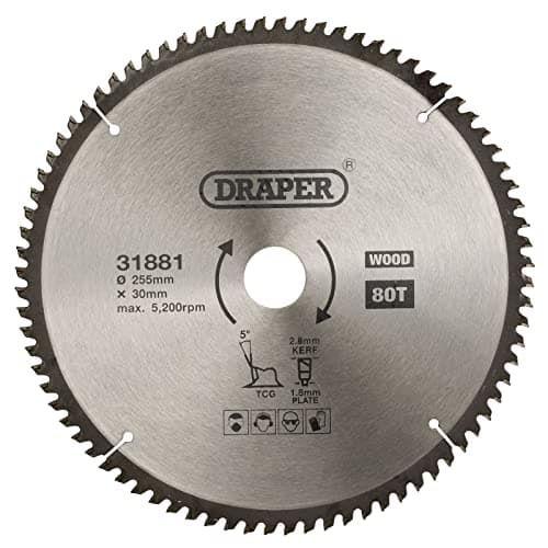 Image of Draper 31881 TCT Triple Chip Grind Circular Saw Blade, 255 x 30mm, 80T