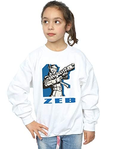 Image of Absolute Cult Star Wars Girls Rebels Zeb Sweatshirt White 5-6 Years