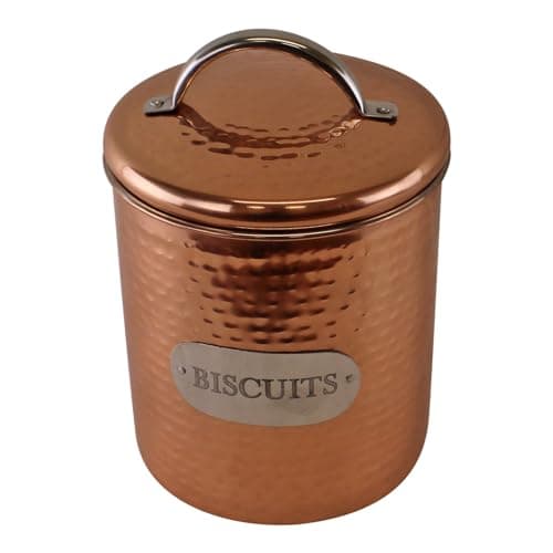 Image of Hammered Copper Metal Kitchen Food Storage Tin Canister Pot (Biscuit Tin)