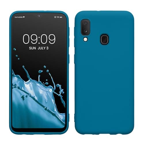 Image of kwmobile Case for Samsung Galaxy A20e Case - Soft Cover - Shockproof TPU Material - Wireless Charging - Caribbean Blue