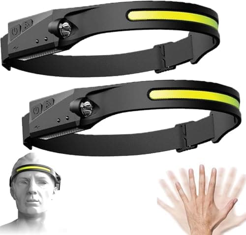 Image of Natwo Luxelight LED Headtorch, 2025 Head Torch Rechargeable with Motion Sensor, Super Bright 230° Wide Beam Headtorch, Waterproof Lightweight Headlamp for Running&Fishing(2PCS)