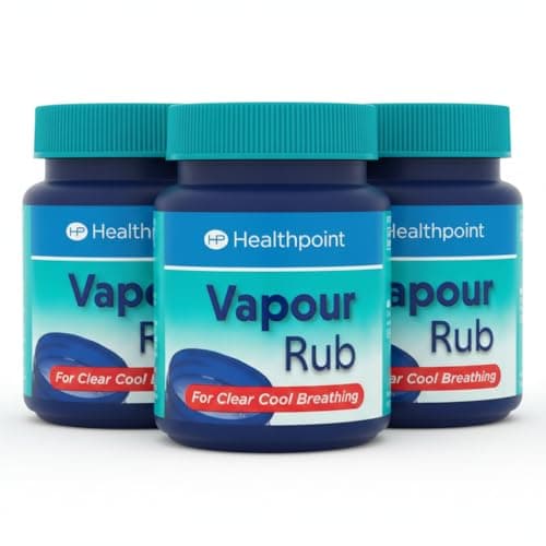 Image of Healthpoint Vapour Rub 100ml – Pack of 3 | Menthol Chest Rub for Cold, Flu & Nasal Congestion Relief | Eucalyptus & Camphor Vapour Balm | Soothing Vapour Ointment for Adults & Children