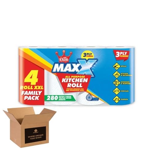 Image of Little Duck Maxx 3-Ply All-Purpose Kitchen Towel – Super Absorbent Extra Large Sheets, 4 Rolls (280 Sheets Total), Strong Triple Layer Kitchen Roll for Cleaning & Spills (Kitchen Roll x 1Pack)