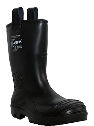 Image of Grafters Mens Heavy Duty Waterproof Mid Calf Fur Lined Full Safety Steel Toe Cap Industrial Work Wellington Boots UK Sizes 7-12 (UK 10, Black)