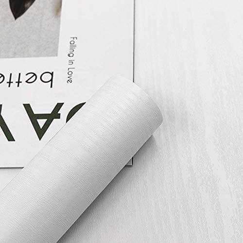 Image of Abyssaly Sticky Back Plastic White Vinyl Wrap Wood Effect Self Adhesive Wallpaper Waterproof Peel and Stick Wallpaper 30cm X 200cm for Decorative Kitchen Worktop Wall Table Furniture Stickers