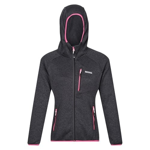 Image of Regatta Womens/Ladies Newhill Marl Hooded Fleece Jacket (14 UK) (Seal Grey/Flamingo Pink)