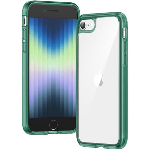 Image of Voyahülle Clear Case for iPhone SE 2020/2022, 7/8, Ultra Thin, Shockproof TPU Cover, Anti-Yellowing, Crystal Clear, Phone Case for Apple iPhone SE 2nd 3rd Generation - Green