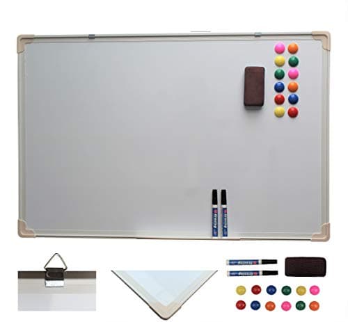 Image of HH Home Hut Large Magnetic Whiteboard - Perfect for Home Office, Gym & Vision Board - 90x60 cm, Wall Mounted White Board, with Erasable Markers Pens - Ideal Notice Board for Office