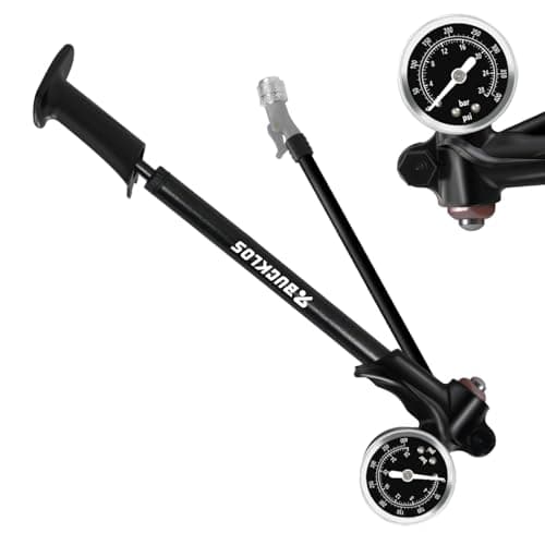 Image of AEYINO Bike Shock Pump with Pressure Gauge, Bicycle Pump with Presta & Schrader Valves for Air Front Fork and Rear Suspension Air Shocks BikeTire Pump Mountain, Road Bikes and Motorcycle. (400psi)