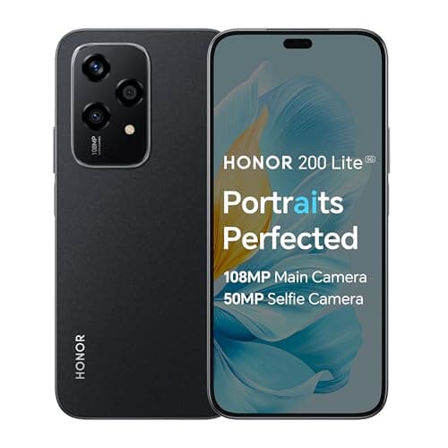 Image of HONOR 200 Lite, Unlocked Mobile Phones, 5G Smartphone, 8GB+256GB, 6,7” Anti-Drop AMOLED Display, 108MP Triple Rear Camera, 50MP Front Camera, Dual SIM, 2 Year Manufacturer Warranty, Android 14