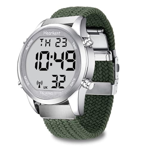 Image of Hearkent Atomic Talking Watch LCD Big Numbers Extension Nylon Braided Adjustable Strap Radio-conrtolled Watch for Senior Or Blind People