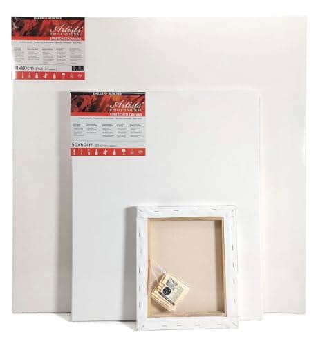 Image of Daler-Rowney Artists' Stretched Canvas, Medium Grain, 350 gsm, 3D, 37mm Deep, 24 x 31in - 60 x 80 cm, White