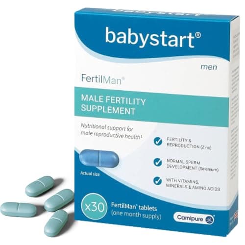 Image of Babystart Fertility Supplements for Men - FertilMan 30 Tablets, 1 Month Supply, Male Fertility Vitamins with Zinc, Folic Acid and Vitamin D for Conception, Immune Support - Mens Health Supplement
