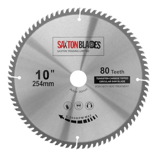 Image of TCT25480T Saxton TCT Circular Wood Saw Blade 254mm x 30mm Bore x 80T for Bosch Makita Dewalt