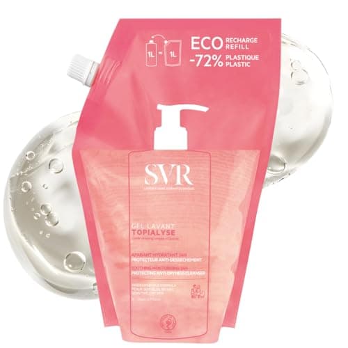 Image of SVR TOPIALYSE Soothing Gentle Gel Wash for Face and Body, 24hr Hydrating Protective Bath/Shower Cleanser for Dry Sensitive Skin, Eco-Refill 1L…