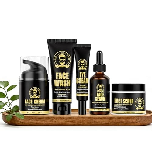 Image of Anti-Aging Skincare Gift Sets for Men, Mens Skin Care Sets & Kits, Mens Moisturiser Face Care Kit, Serum, Face Wash, Scrub, Eye Cream, Combat Fine Lines & Revitalize Skin, Gift for Dad