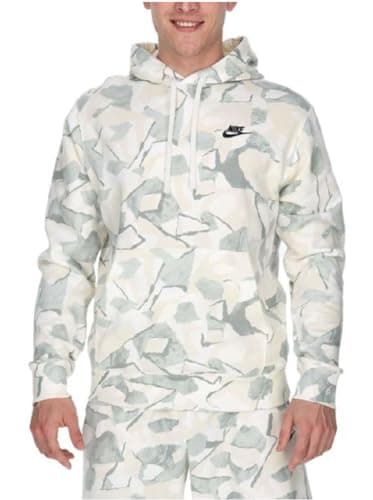 Image of NIKE Men's Sportswear Pullover Hoodie Cotton Camo green cream Men Size X-Small XS