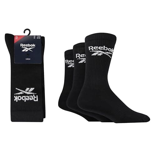 Image of Reebok Mens 3 Pack Crew Socks Black 8.5-10