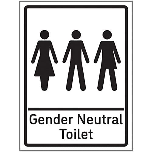 Image of V Safety Gender Neutral Toilet Sign - 150x200mm - Self Adhesive Vinyl