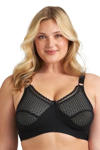 Image of Miss Mary of Sweden Cotton Dots Womens Non-Wired Supportive Bra with Pattern 38B Black