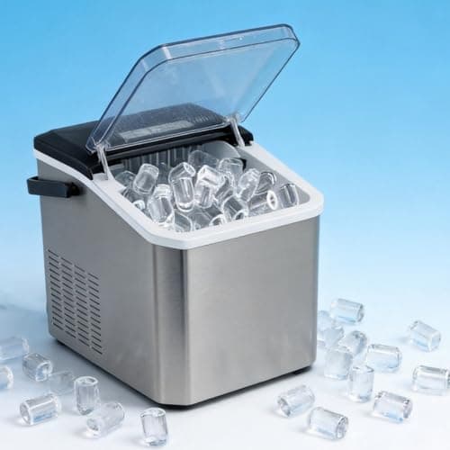 Image of Portable Ice Maker Machine for Countertop, 2 Bullet Ice Sizes in 6-8 Mins, 14KG/24H, Self-Cleaning, with Ice Scoop & Basket, for Home, Kitchen, Office (Silver)