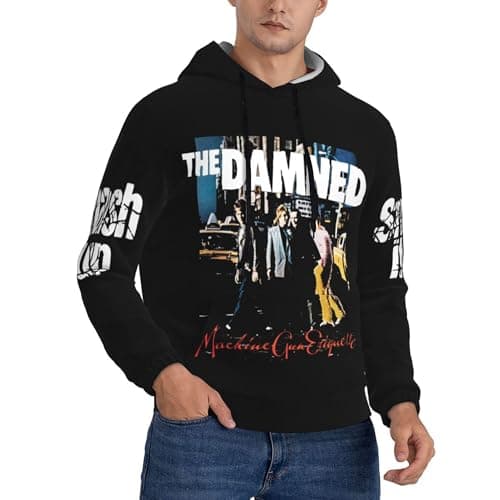 Image of LMLXYZ The English Punk Đam*ned rock band Mens Hoodie Pullover Sweatshirts Long Sleeve Hoody Drawstring Casual Tops with Pockets,Large